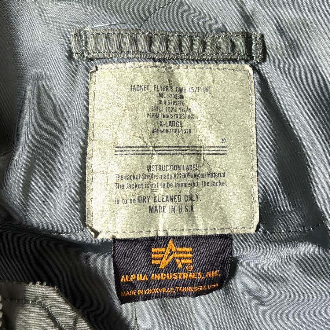 【USA製】ALPHA アルファ CWU-45Pフライトジャケット サイズ XL