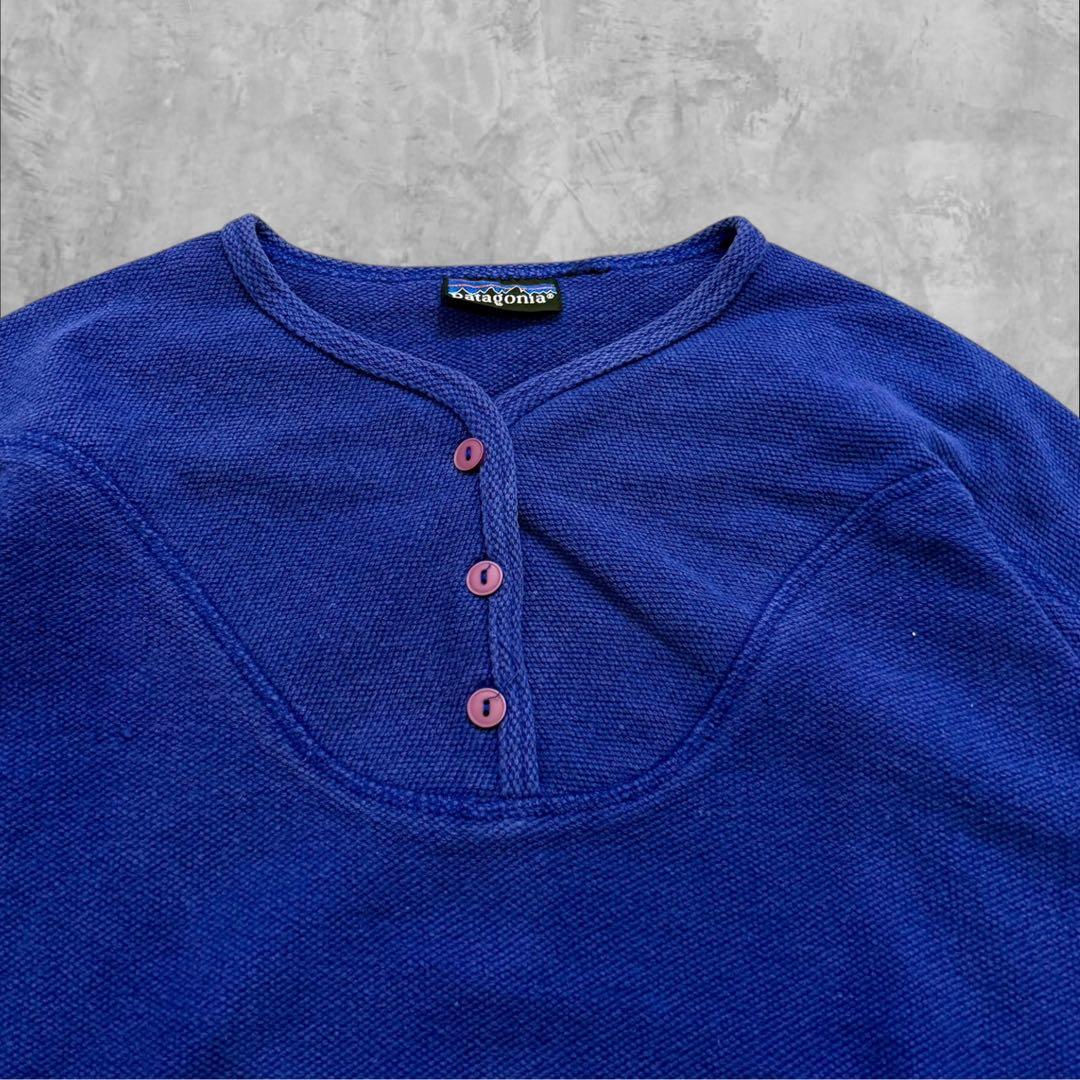 パタゴニア ヴィンテージ ヘンリーネック トップス ブルー 香港製 希少