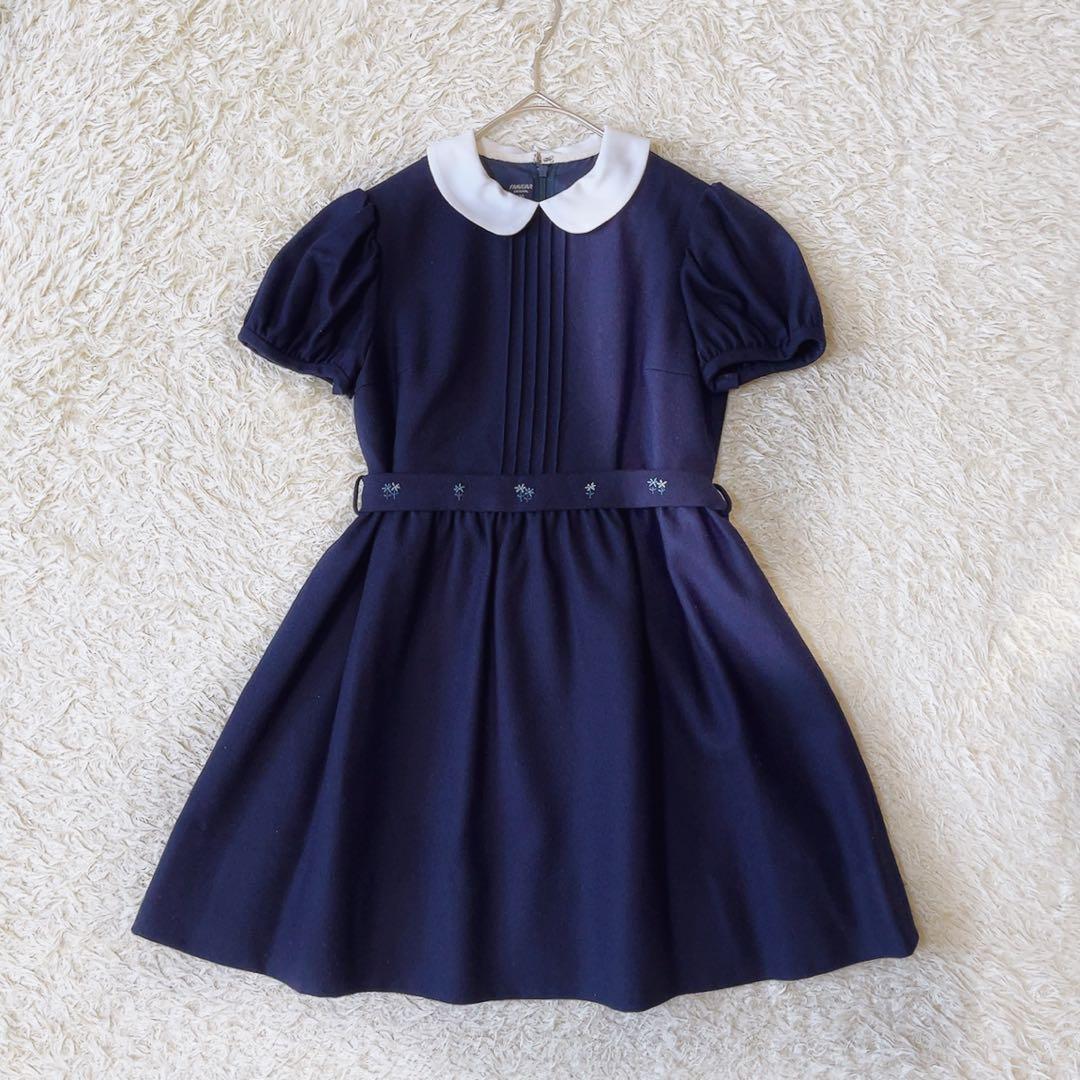 ファミリア　ネイビー　フォーマル　ワンピース＆ボレロセットアップ　120 ウール