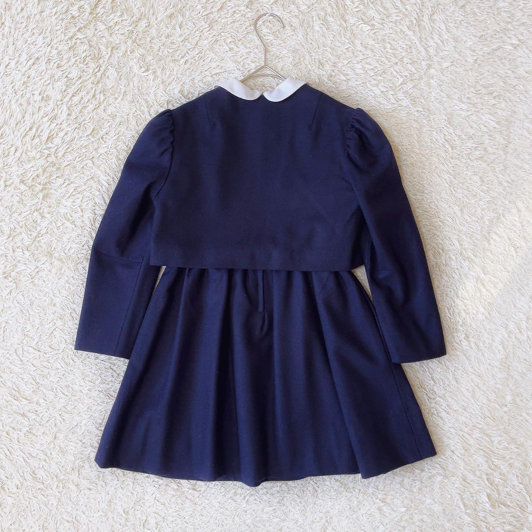 ファミリア　ネイビー　フォーマル　ワンピース＆ボレロセットアップ　120 ウール
