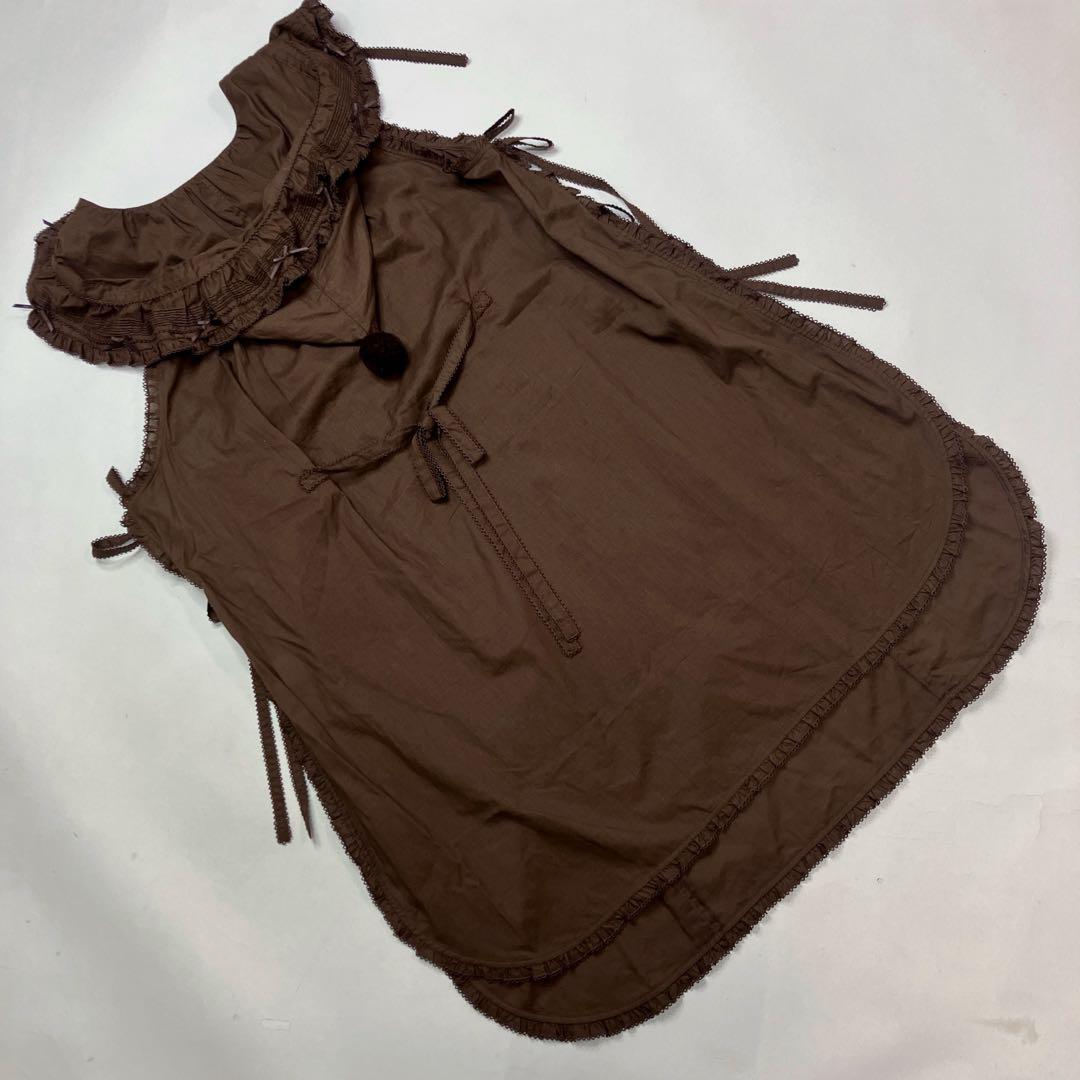 【試着のみ】ピンクハウス ブラウン リス刺繍 綿ローンタブリエ/2024年