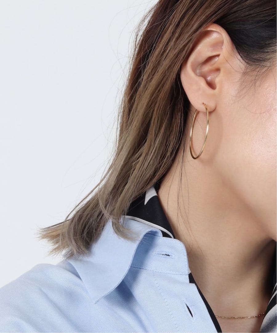 DECOUVERTE /18KYG フープピアス　両耳　0.2パイプ3.5cm