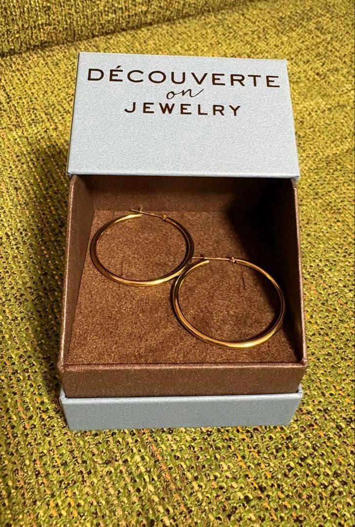DECOUVERTE /18KYG フープピアス　両耳　0.2パイプ3.5cm