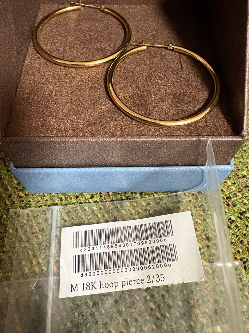 DECOUVERTE /18KYG フープピアス　両耳　0.2パイプ3.5cm