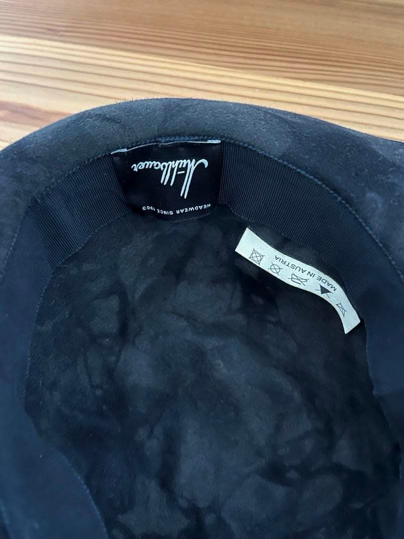 美品　ミュールバウアー　アッシュペーフランス　AW墨黒ムラ染め　ツバ広めハット帽