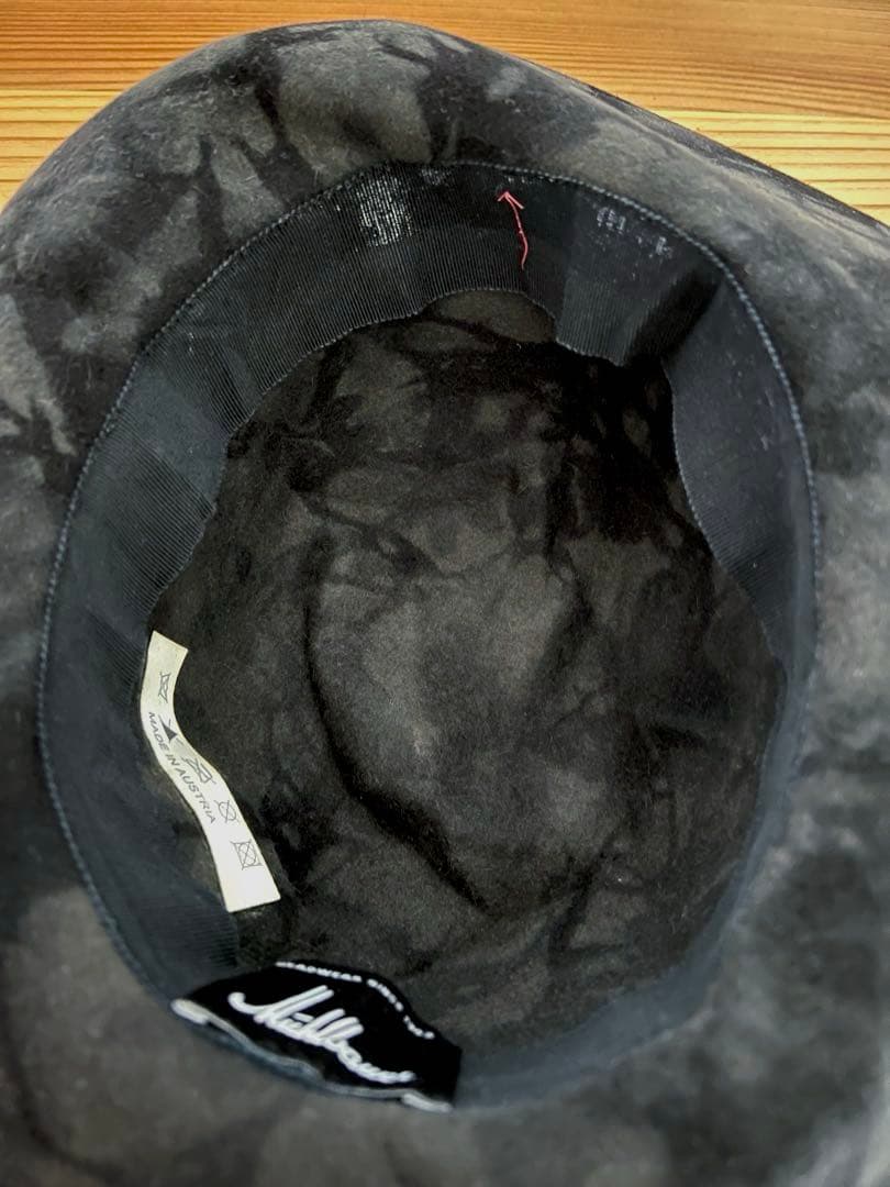 美品　ミュールバウアー　アッシュペーフランス　AW墨黒ムラ染め　ツバ広めハット帽