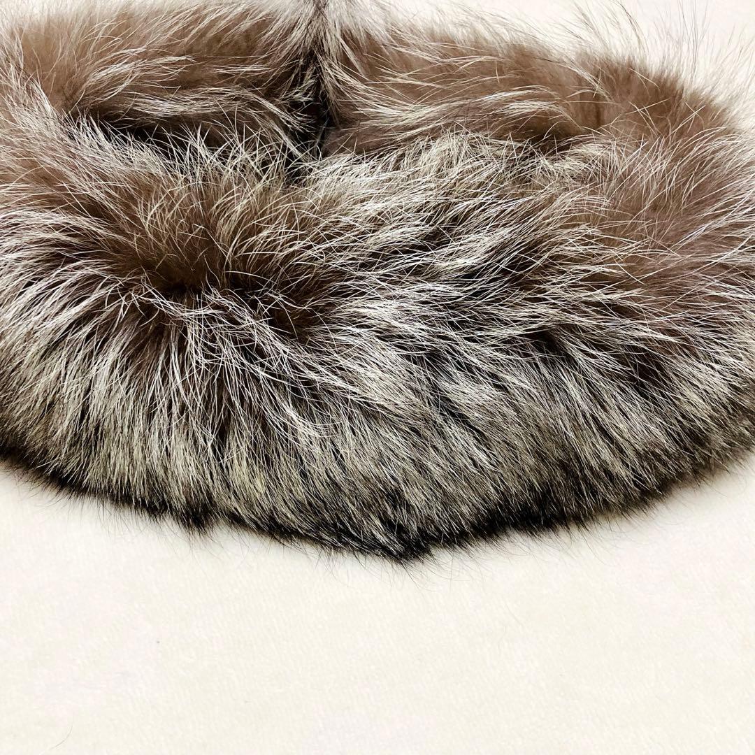 SAGA FOX フォックスファー 高品質 ショール ブラウン シルバー