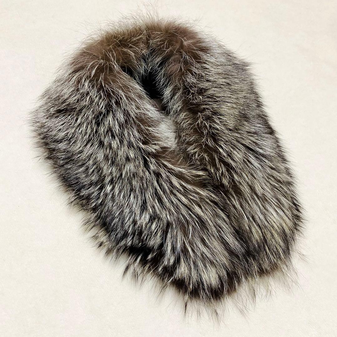 SAGA FOX フォックスファー 高品質 ショール ブラウン シルバー