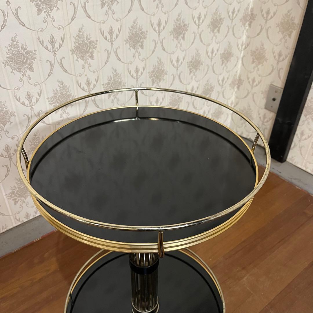 【アンティーク】光製作所 アイアンフレーム キャスター付 サイドワゴン 古道具