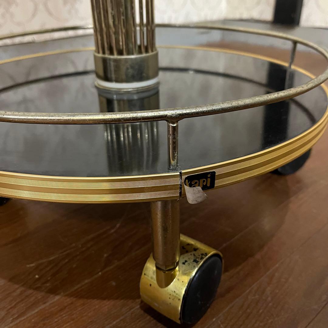 【アンティーク】光製作所 アイアンフレーム キャスター付 サイドワゴン 古道具