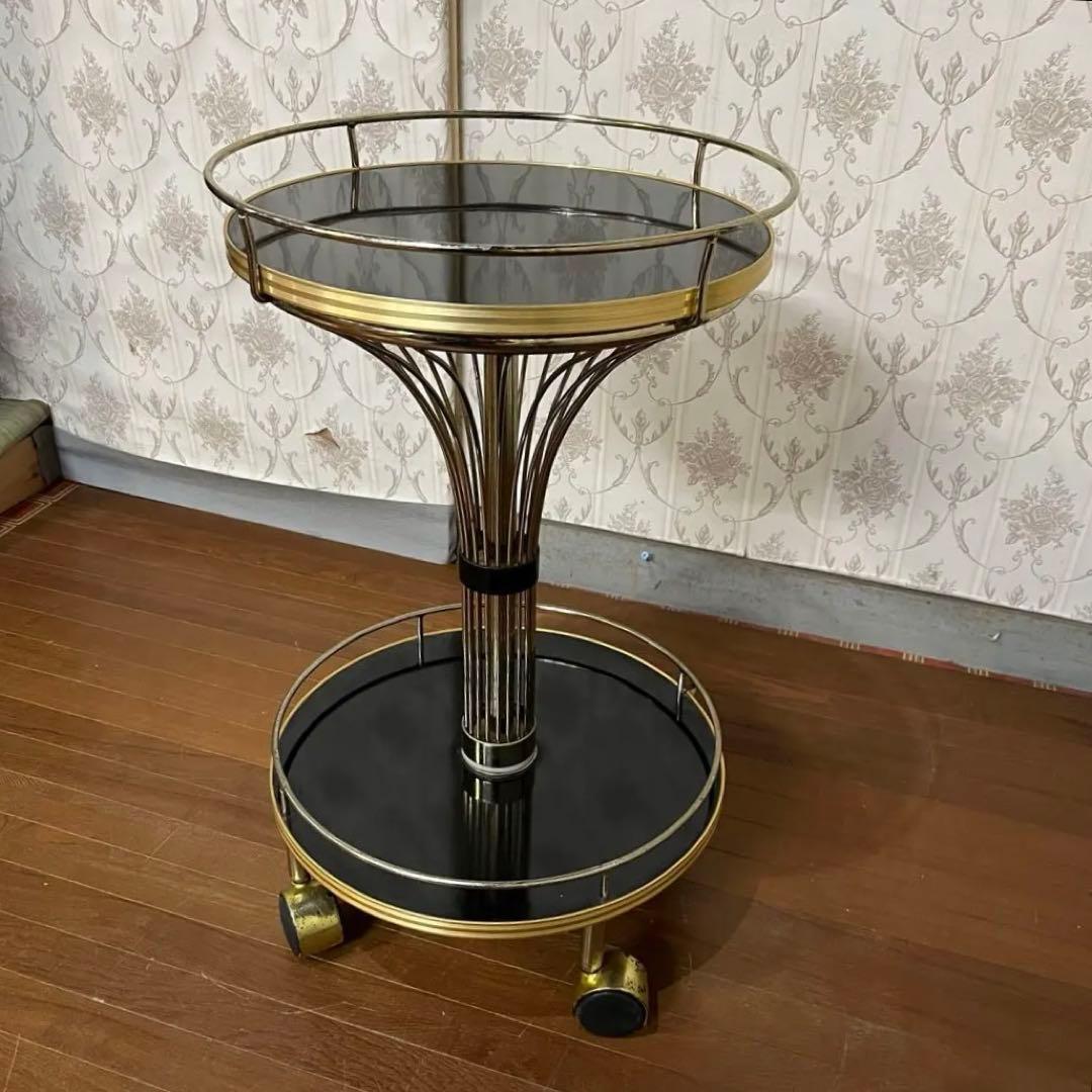 【アンティーク】光製作所 アイアンフレーム キャスター付 サイドワゴン 古道具