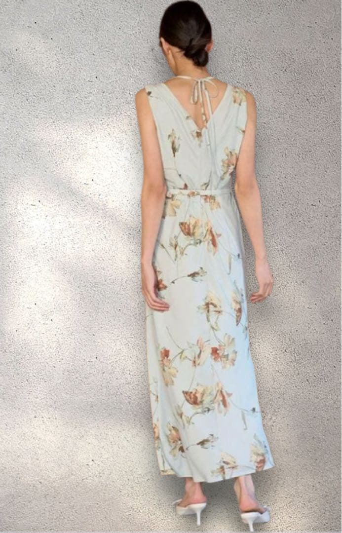 SNIDEL ペイントフラワープリントワンピース ミント 1