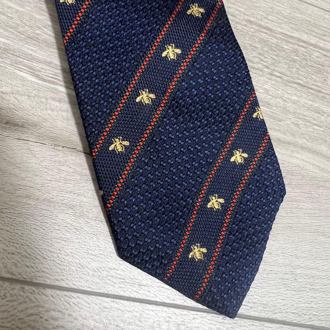 GUCCI グッチ ネイビー 蜂刺繍 ネクタイ メンズ イタリア製