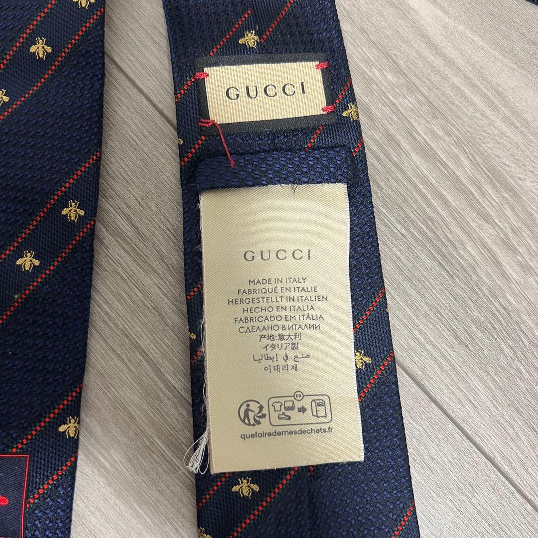 GUCCI グッチ ネイビー 蜂刺繍 ネクタイ メンズ イタリア製