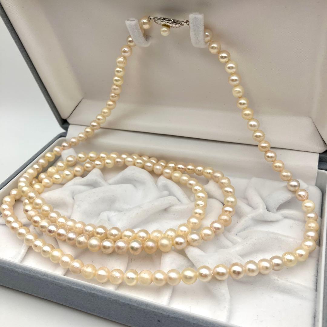 ロング✨ あこや真珠 6-6.5mm パール ネックレス 103.5cm SV