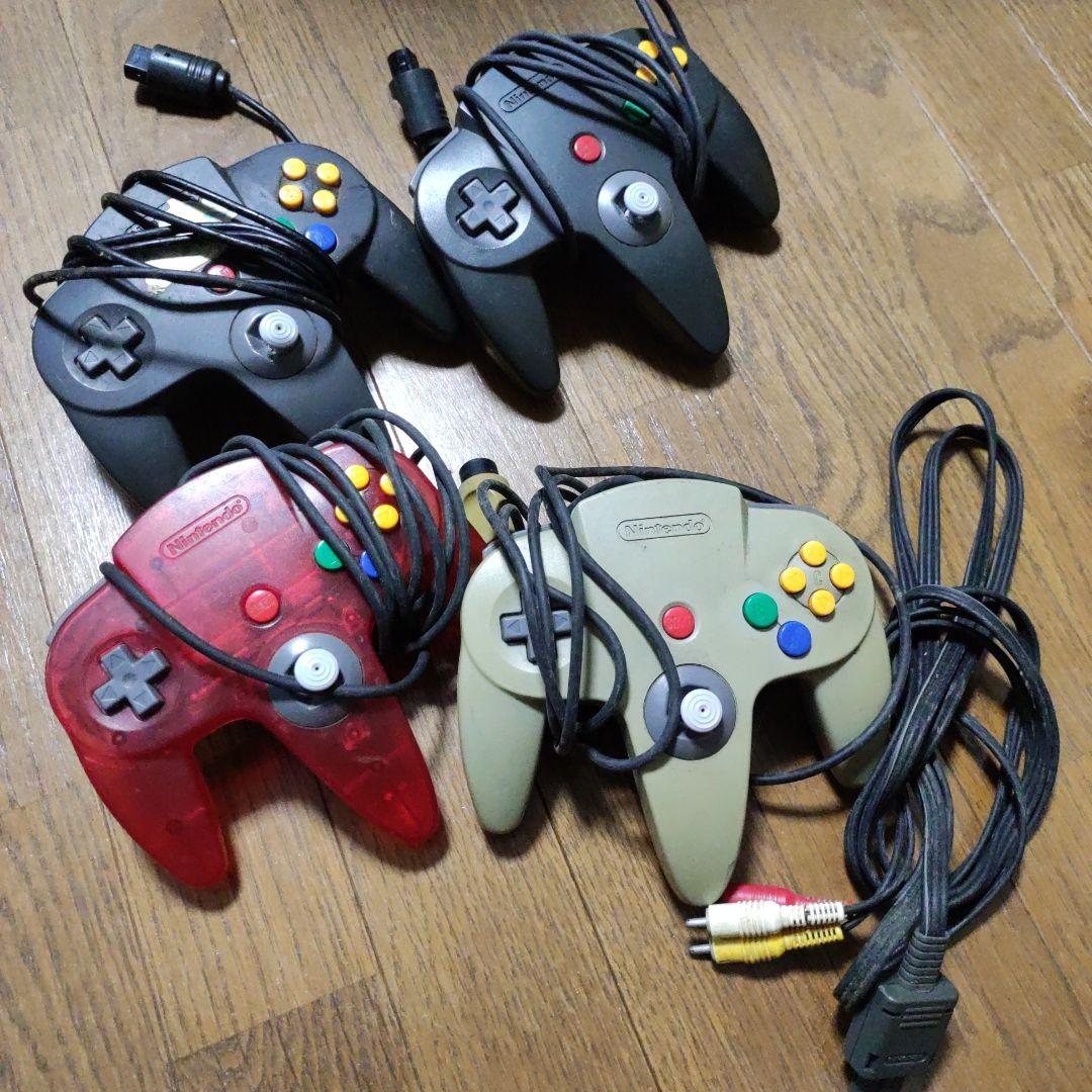 ニンテンドー64 本体　クリアレッド　コントローラー4個付き