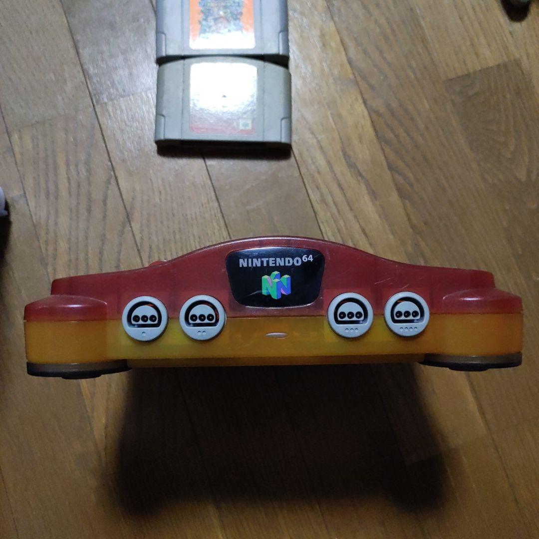 ニンテンドー64 本体　クリアレッド　コントローラー4個付き