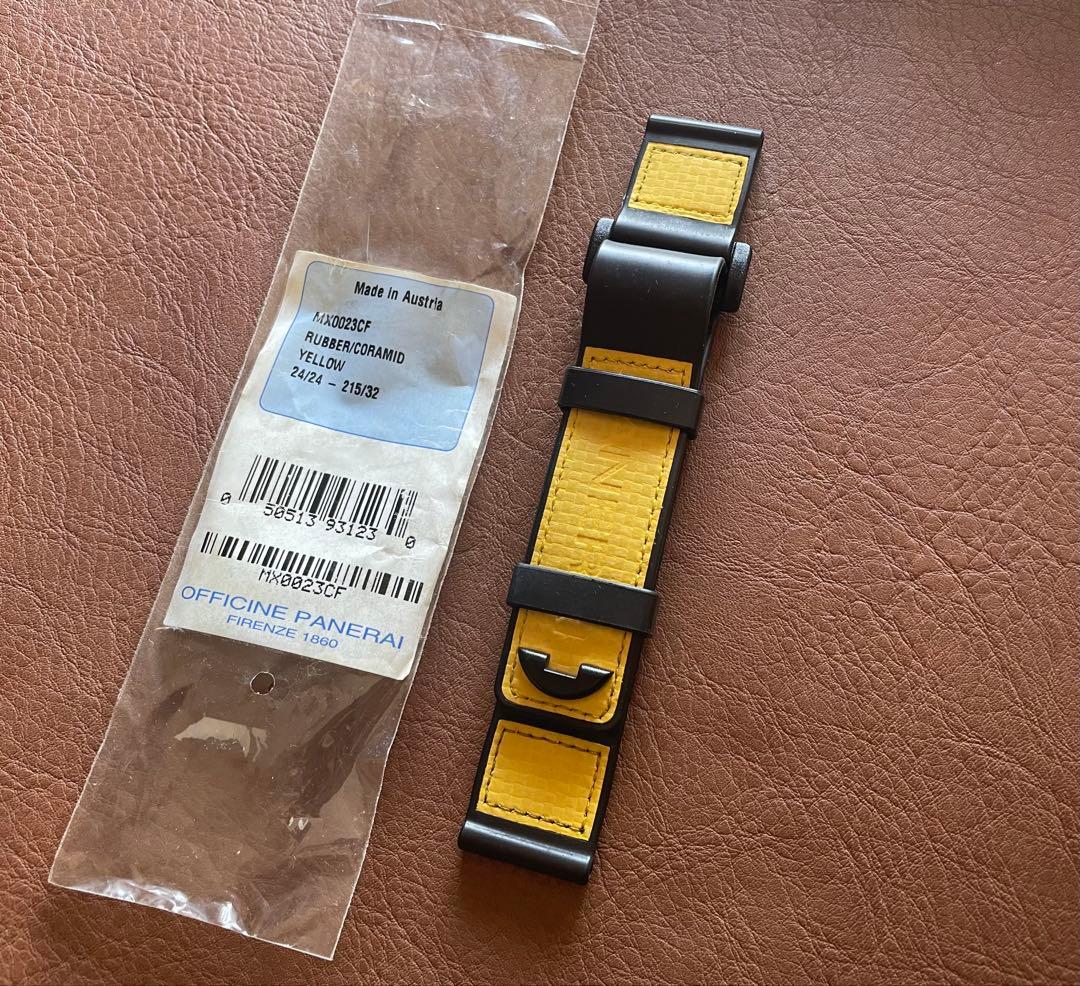 「ご購入用」パネライ純正 イエローラバーストラップ／コラミド素材 【レア廃盤品】