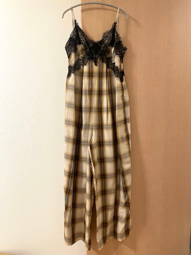 サロペット・オーバーオール・オールインワン Plaid Lace Camisole All-In-One