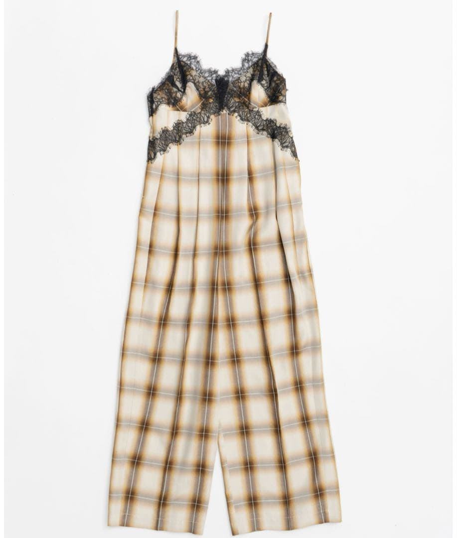 サロペット・オーバーオール・オールインワン Plaid Lace Camisole All-In-One
