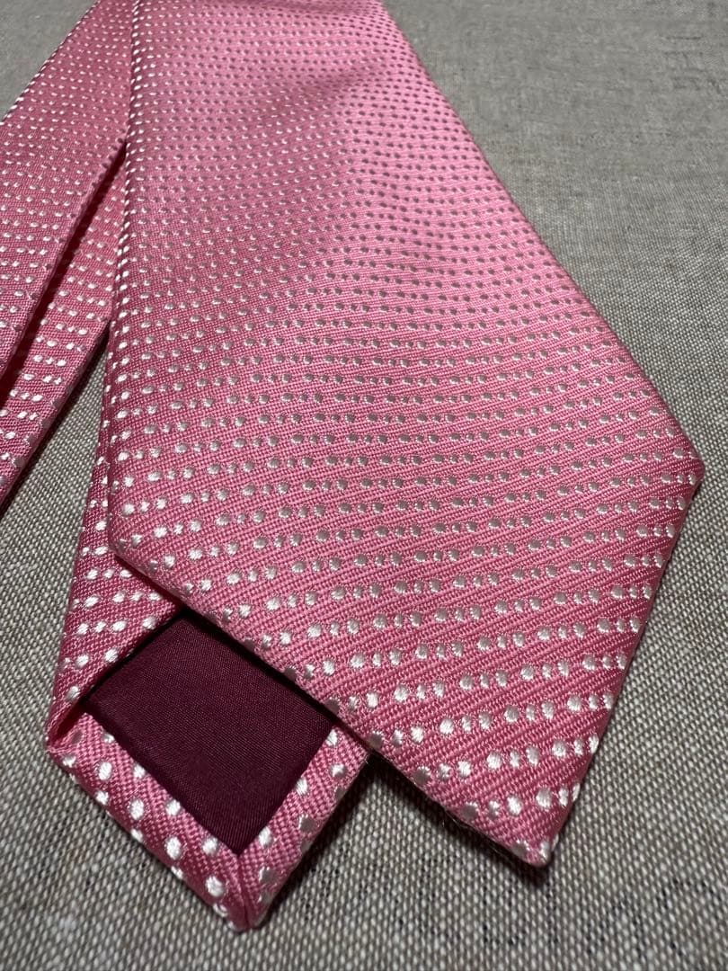 Charvet／シャルべ／シルクジャガードタイ／ドット／ピンク／フランス製