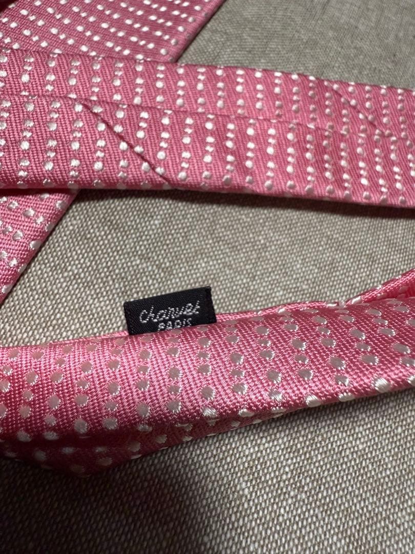 Charvet／シャルべ／シルクジャガードタイ／ドット／ピンク／フランス製