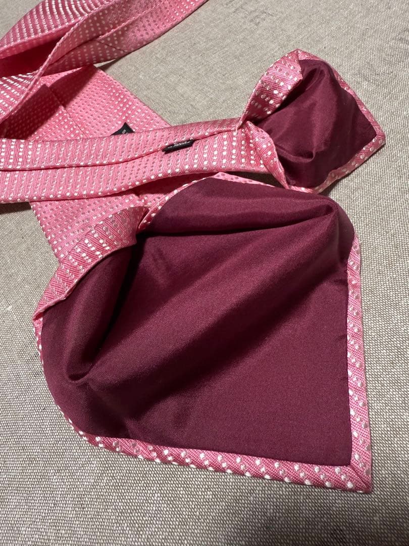 Charvet／シャルべ／シルクジャガードタイ／ドット／ピンク／フランス製