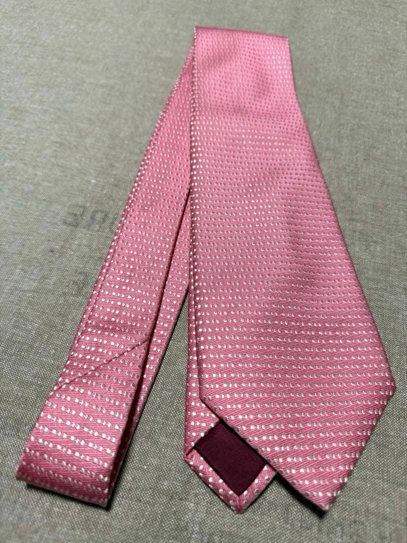 Charvet／シャルべ／シルクジャガードタイ／ドット／ピンク／フランス製