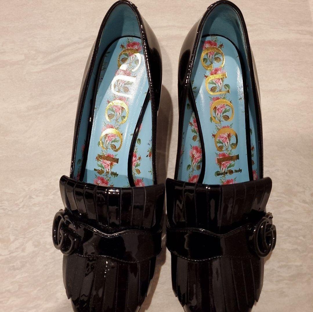 GUCCI グッチ ミッドヒール エナメルパンプス