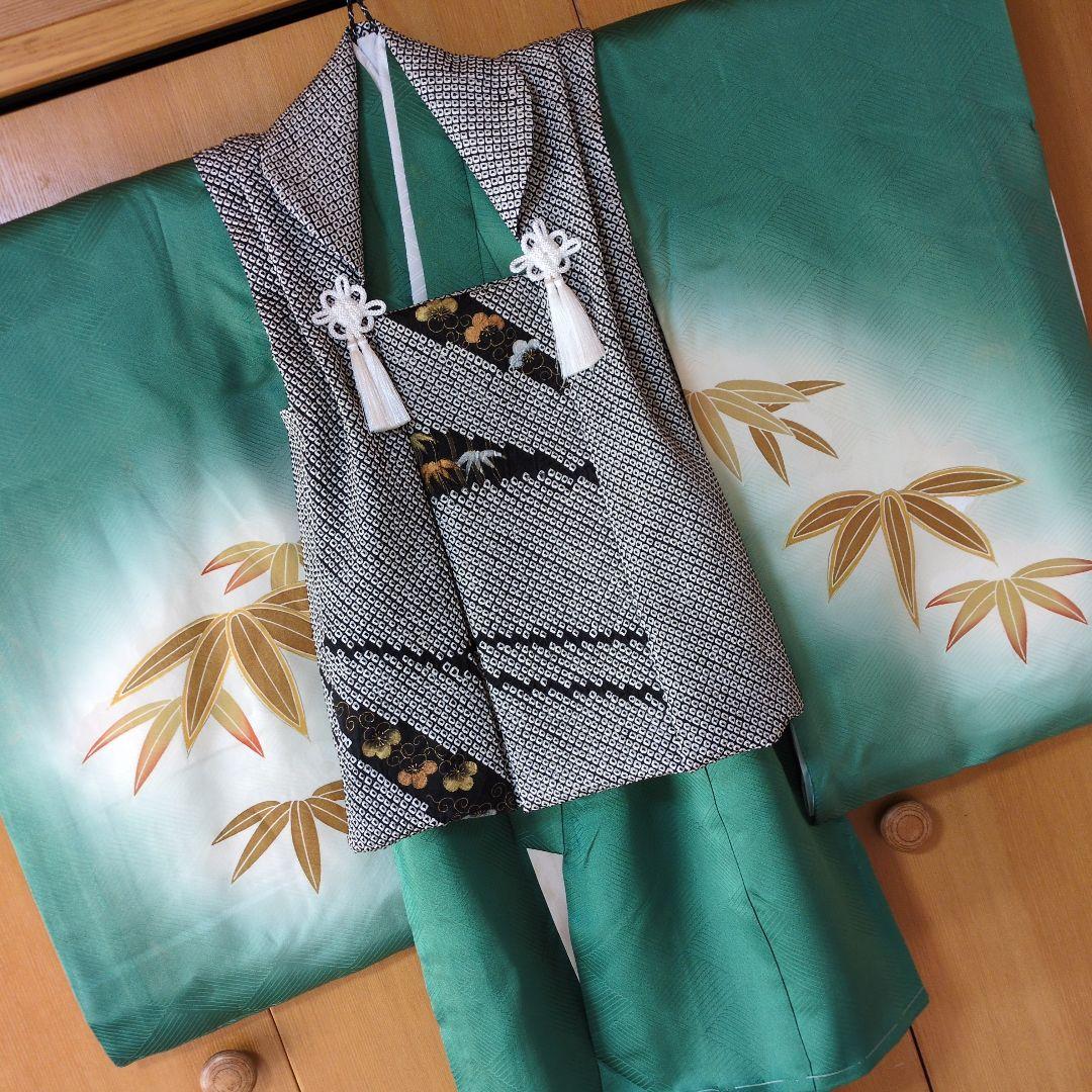 七五三３歳男の子正絹総絞り手縫いの被布（中綿無し）