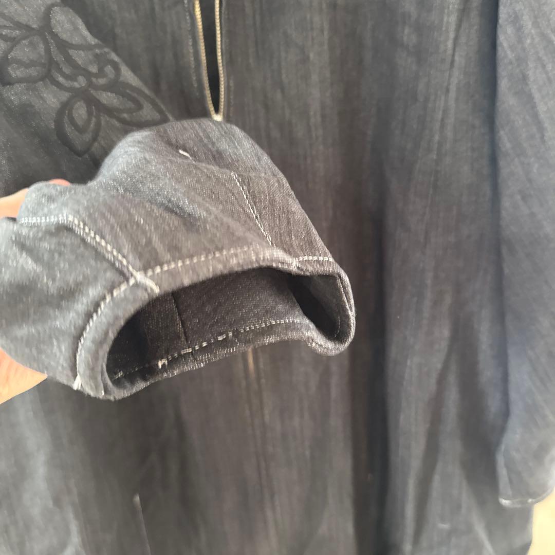 未使用品！Super Beauty ストレッチデニムノーカラーバルーンジャケット