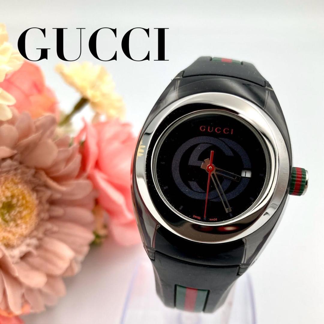 稼働 GUCCI シンク 137.3 ラバーバンド 腕時計 シェリーライン