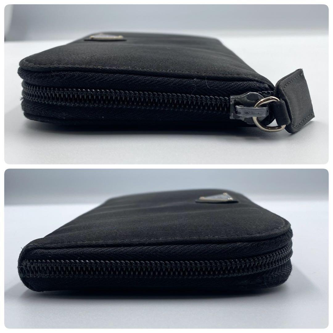 美品　プラダ　PRADA 長財布　ブラック　ナイロン　ラウンドファスナー