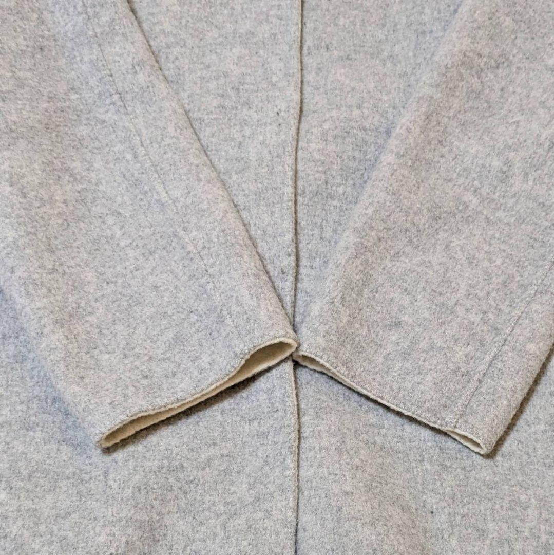 アルアバイル ノーカラーコート ロング リバーシブル グレー × ホワイト S