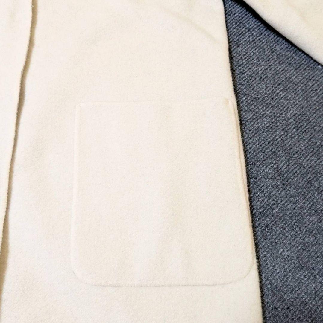 アルアバイル ノーカラーコート ロング リバーシブル グレー × ホワイト S