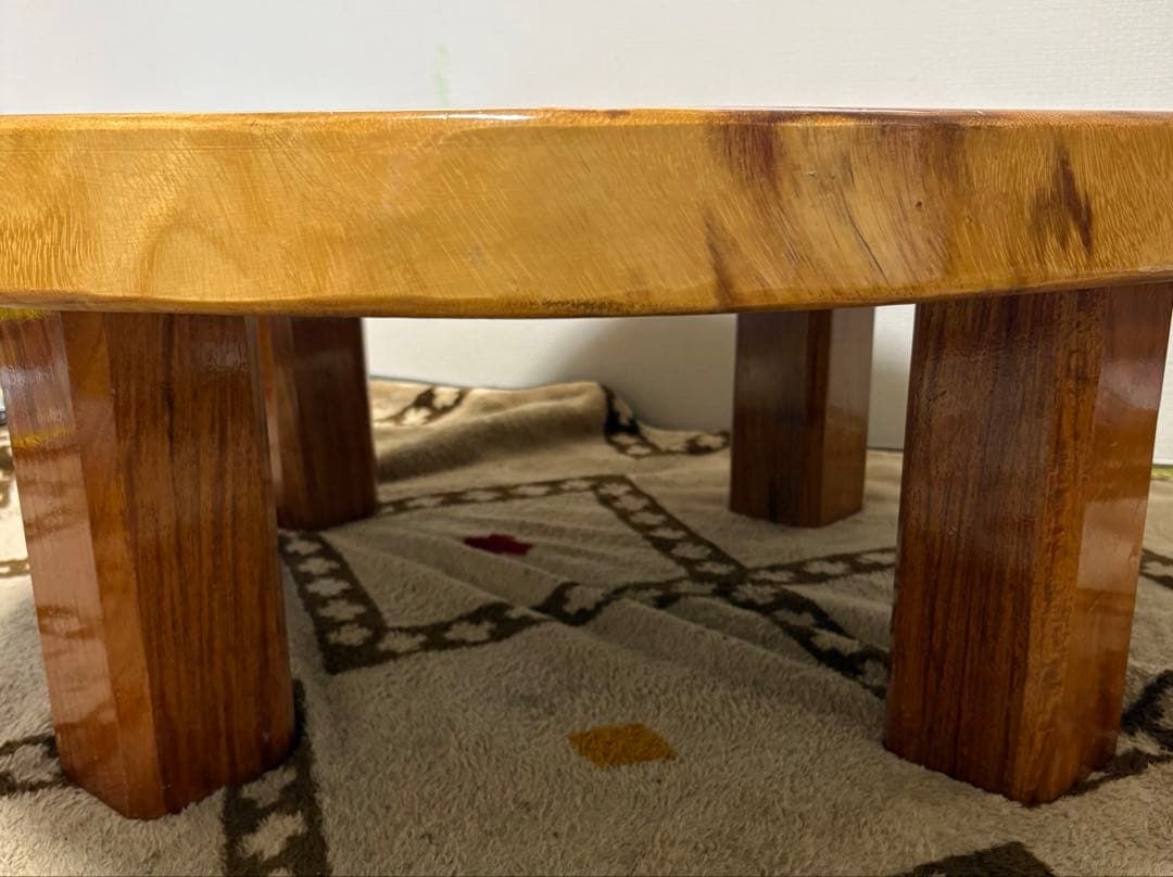 一枚板 丸テーブル モンキーポッド 輪切 座卓　ローテーブル