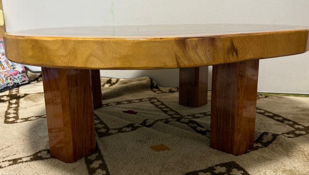 一枚板 丸テーブル モンキーポッド 輪切 座卓　ローテーブル