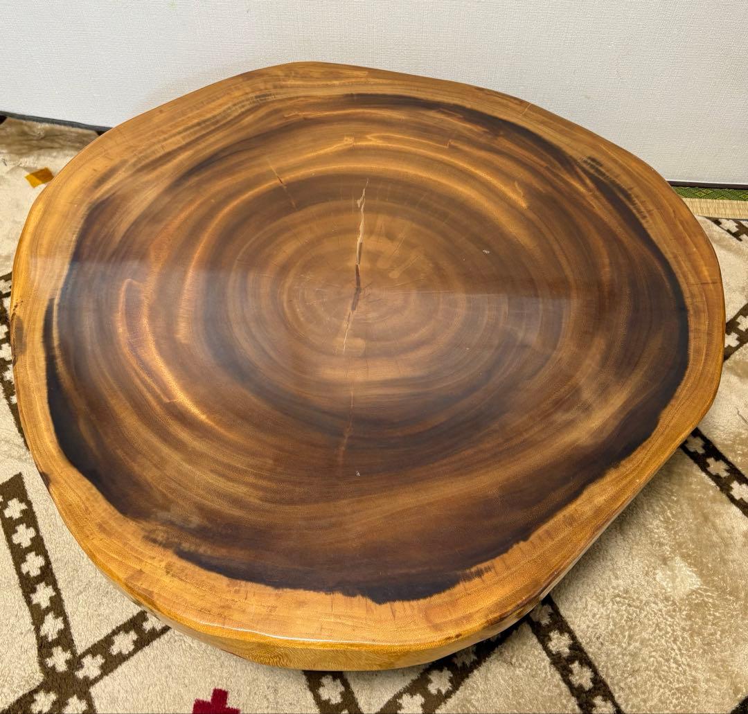 一枚板 丸テーブル モンキーポッド 輪切 座卓　ローテーブル