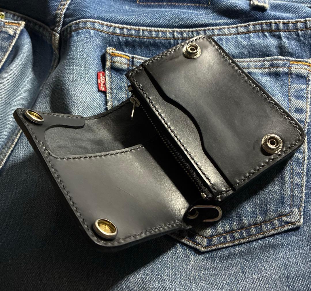 トラッカーウォレット　ショート　クロコ型押し×シルバー925アポロコンチョ