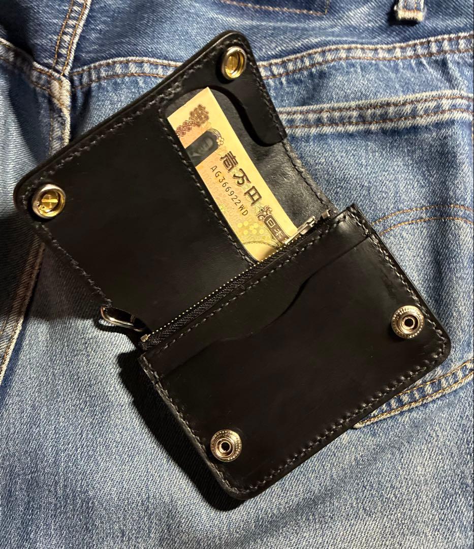 トラッカーウォレット　ショート　クロコ型押し×シルバー925アポロコンチョ