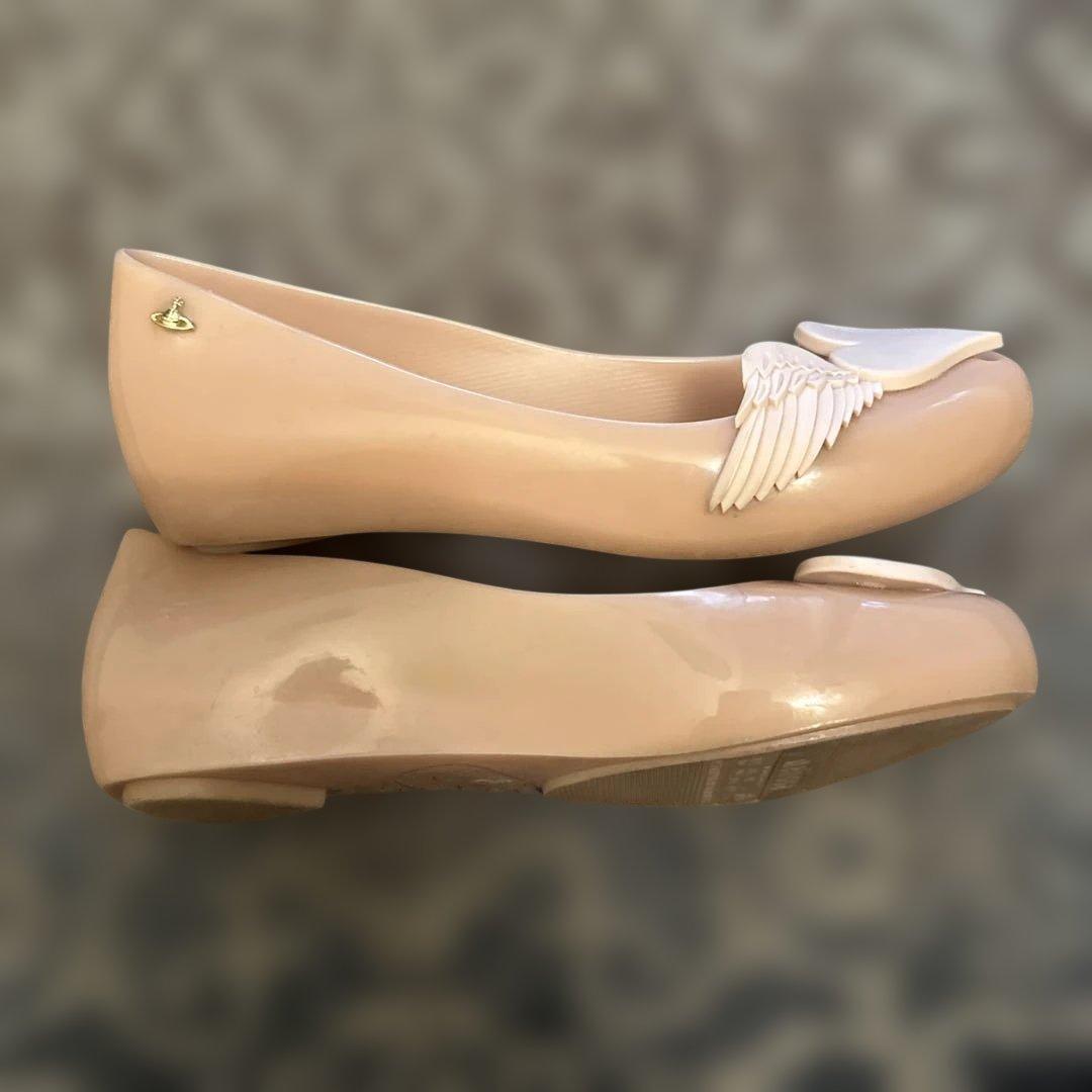 メリッサ　ヴィヴィアンウエストウッドハート型トゥのフラットシューズ25.5