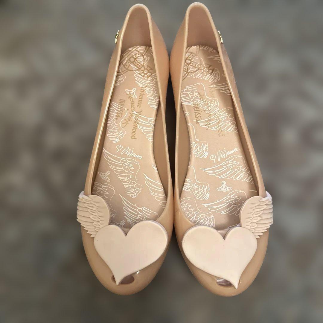 メリッサ　ヴィヴィアンウエストウッドハート型トゥのフラットシューズ25.5