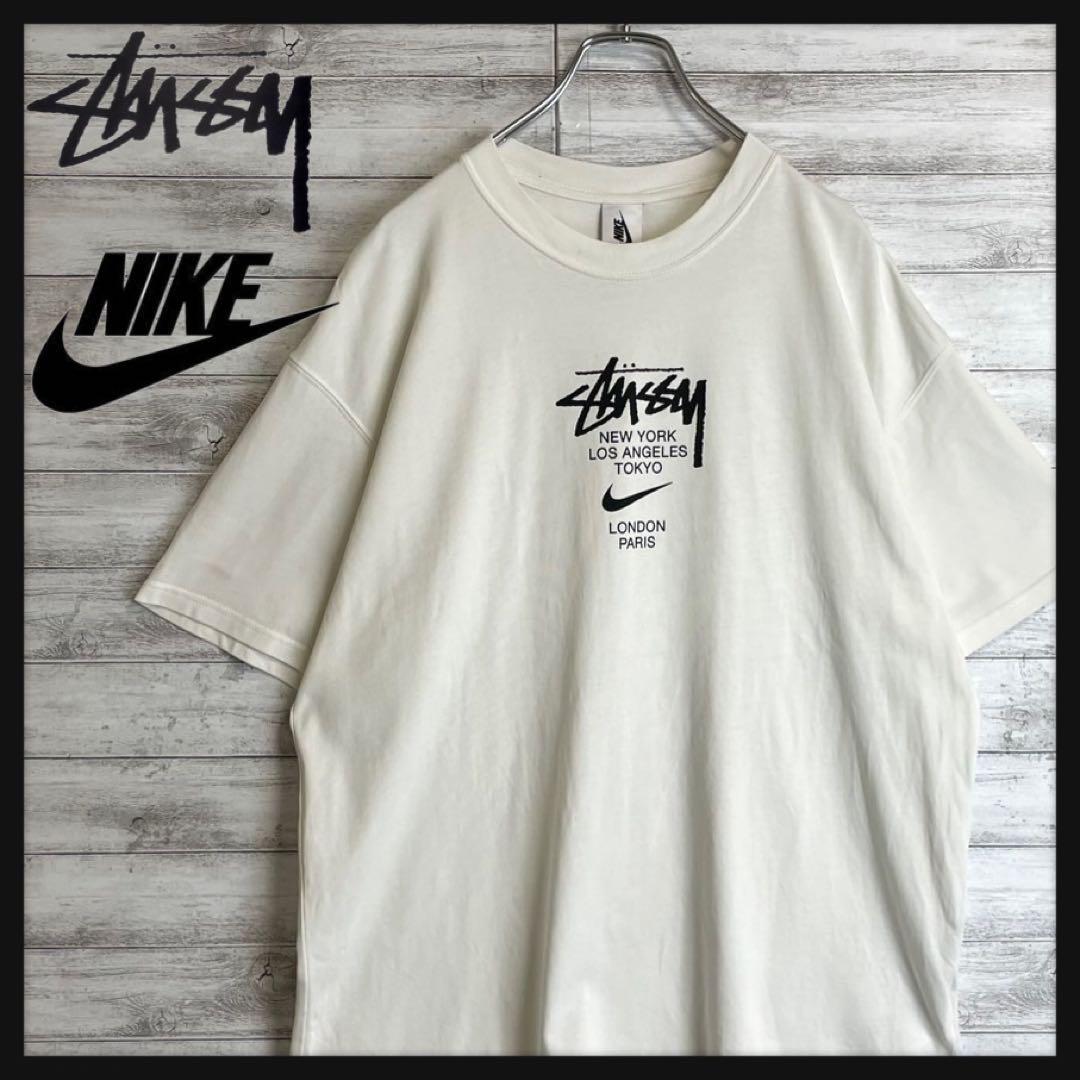 【限定コラボ】ステューシー x ナイキセンターロゴ Tシャツ 希少 Lサイズ