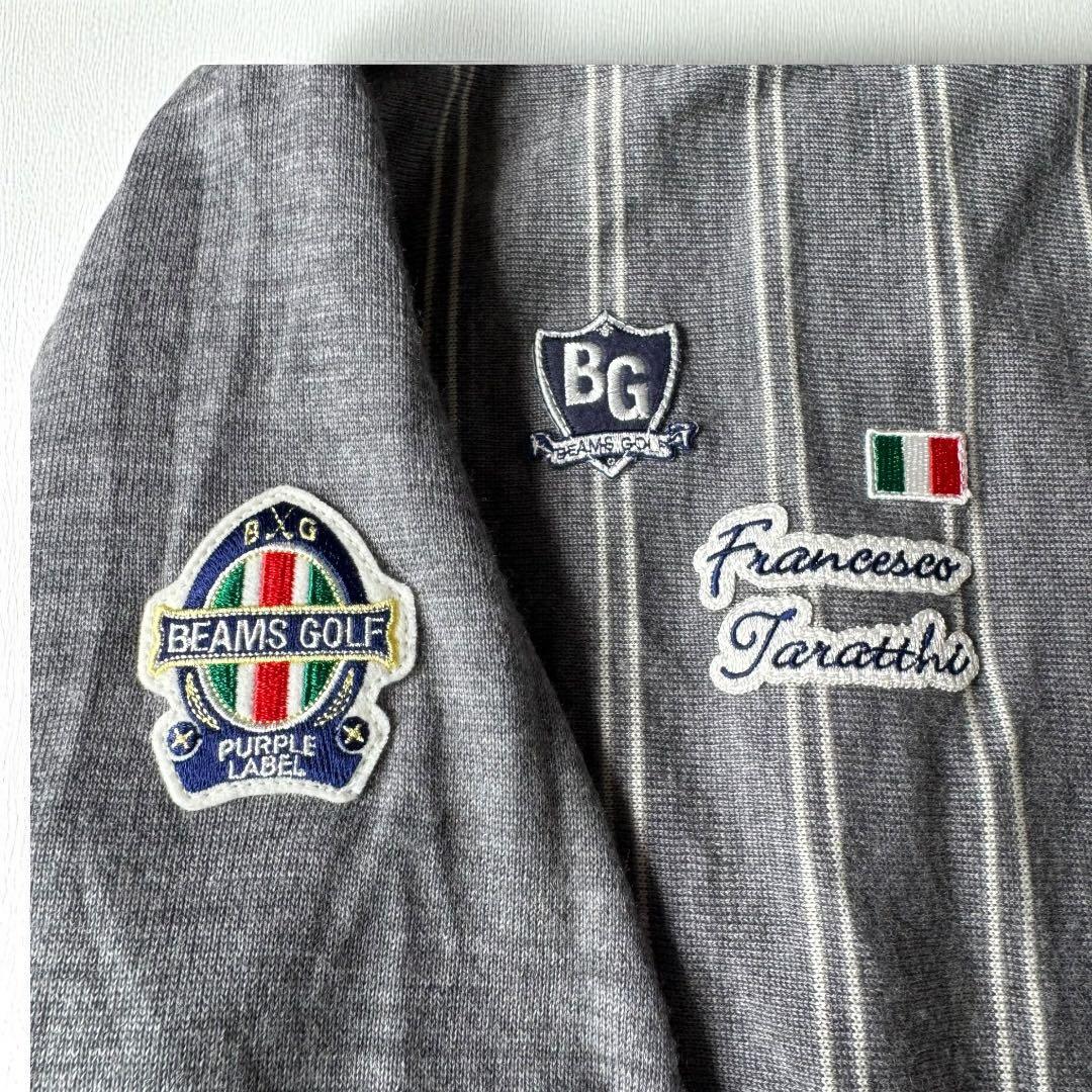 美品✨ビームスゴルフ　ストライプ　ニットブルゾン　ワッペン　刺繍　ジャケット