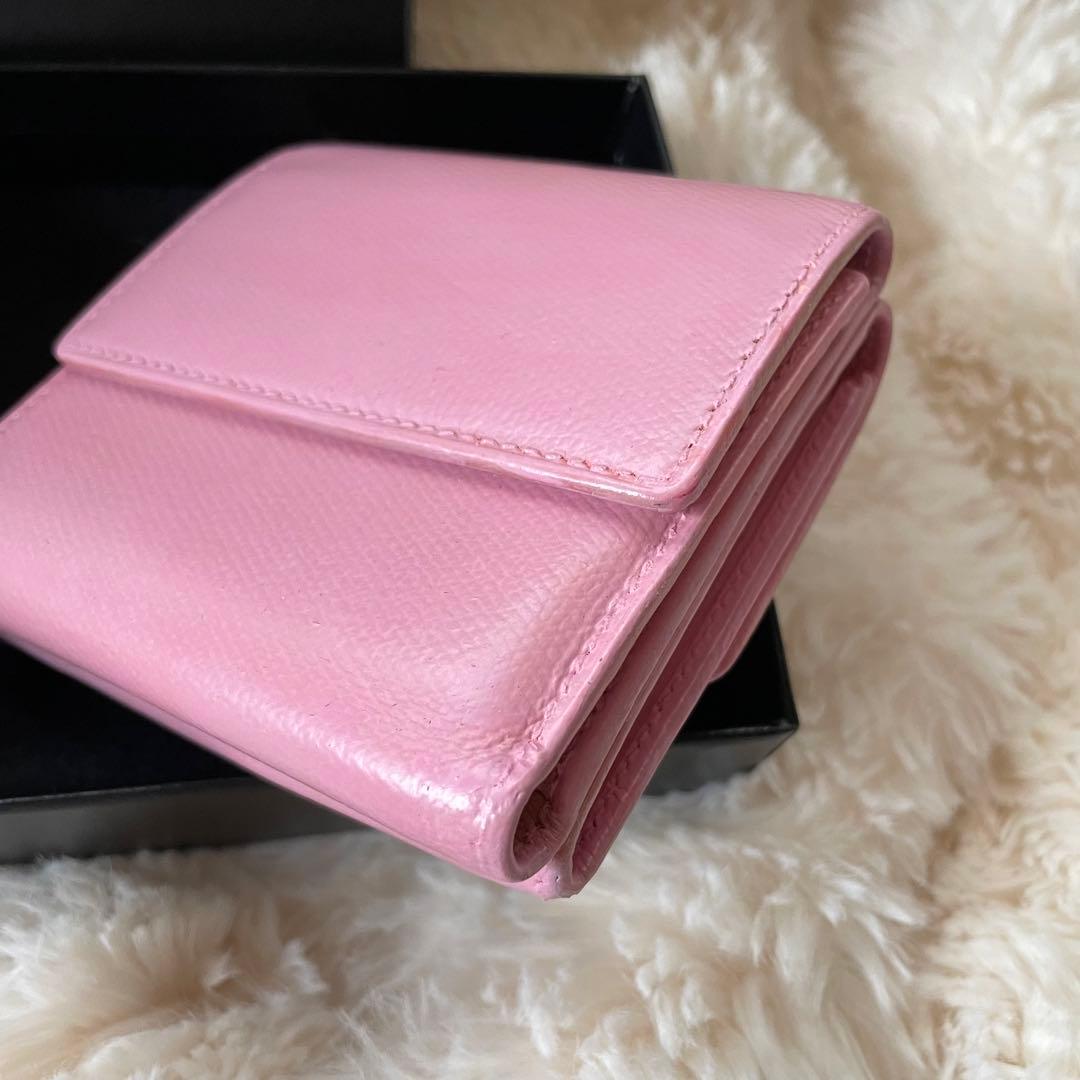 シャネル CHANEL 財布 三つ折りピンク ココボタン ココマーク 正規品