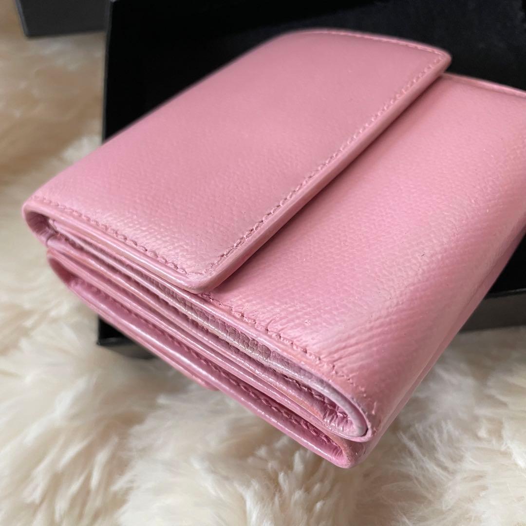 シャネル CHANEL 財布 三つ折りピンク ココボタン ココマーク 正規品