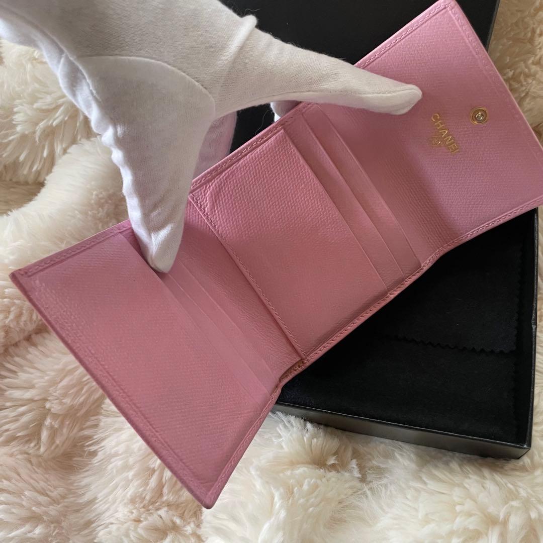 シャネル CHANEL 財布 三つ折りピンク ココボタン ココマーク 正規品