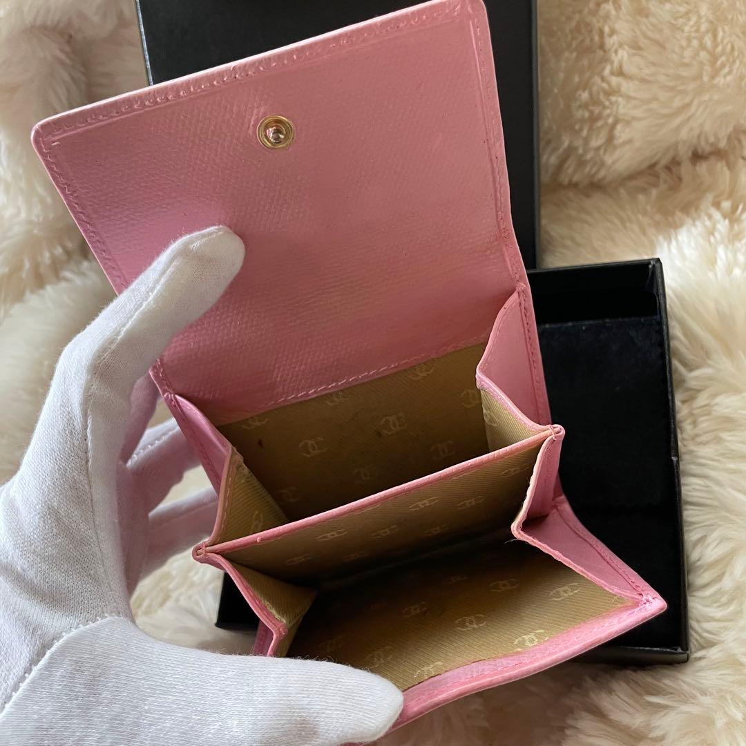 シャネル CHANEL 財布 三つ折りピンク ココボタン ココマーク 正規品