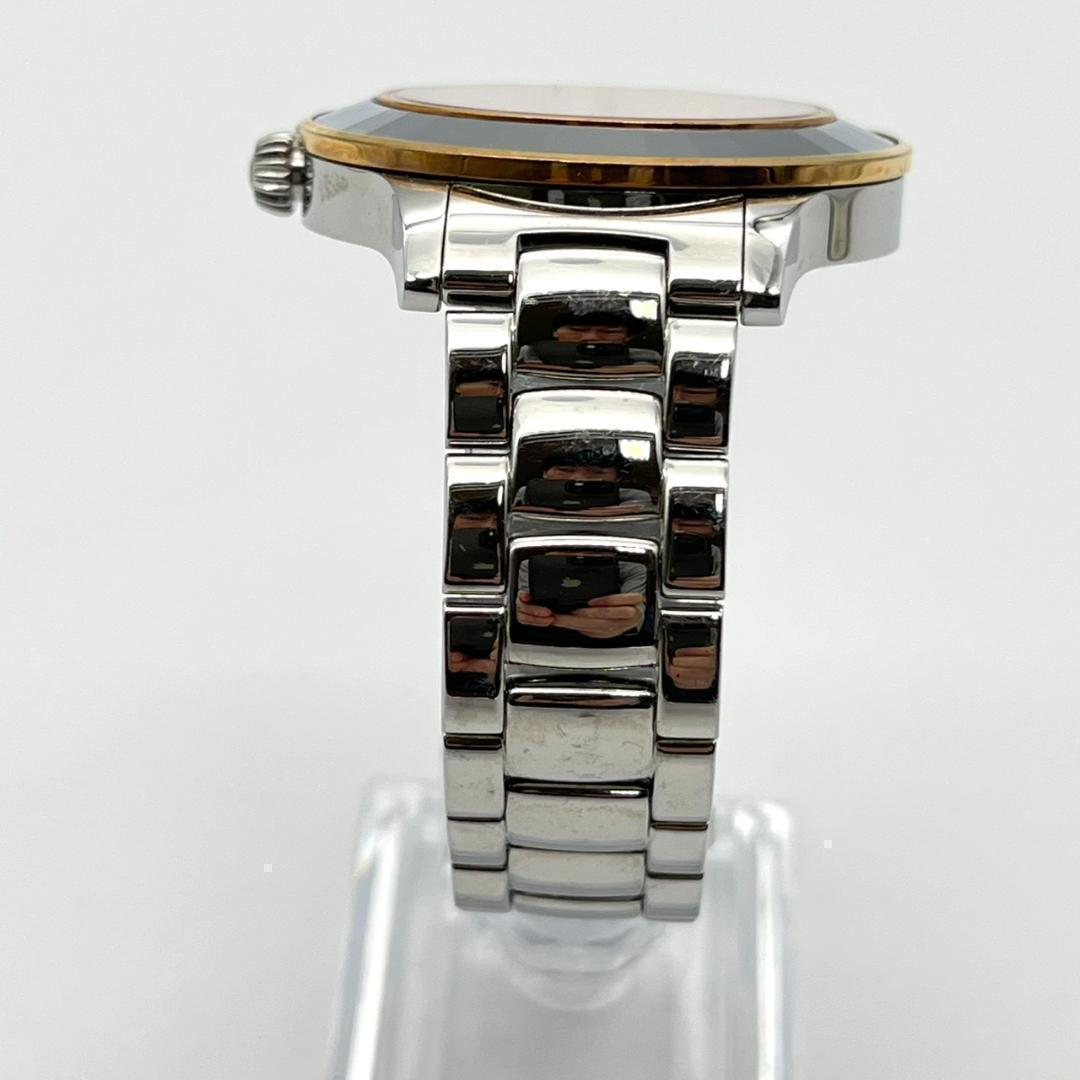 良品 スワロフスキー 時計 電池交換済 ダイヤ ロゴ金具 カットベゼル 3針