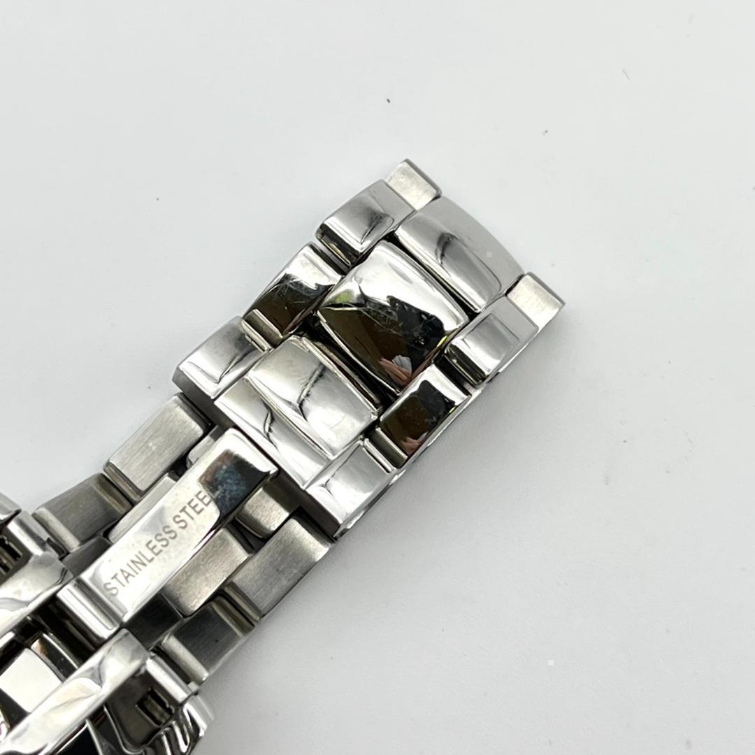 良品 スワロフスキー 時計 電池交換済 ダイヤ ロゴ金具 カットベゼル 3針